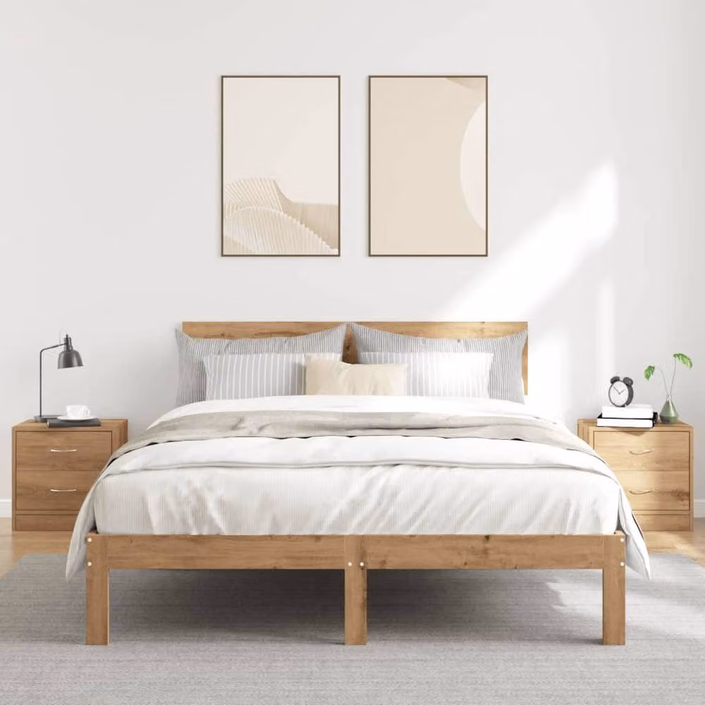 Berkfield Home Set of 2 Artisan Oak Bedside Cabinets in Brown, W/D/H: 40 x 30 x 40 cm – 3