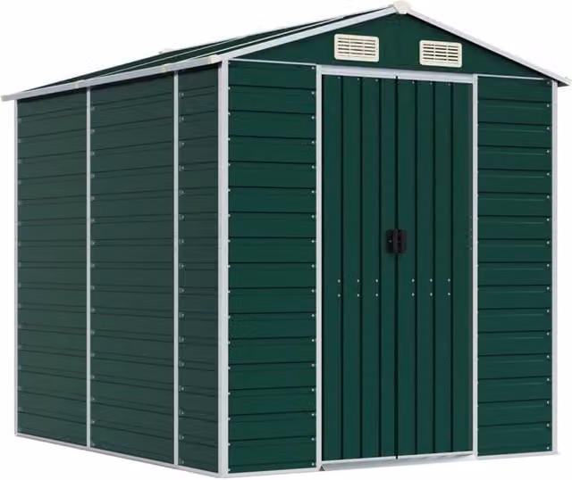 Berkfield Home Green Galvanised Steel Pent Garden Shed W/D/H: 191 x 215 x 198 cm