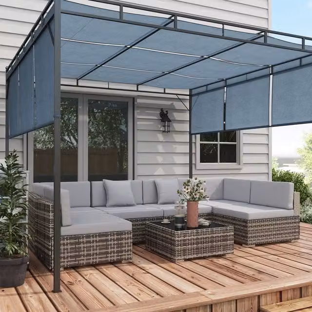 Outsunny 7 Piece Modern Grey Rattan Garden Furniture Set