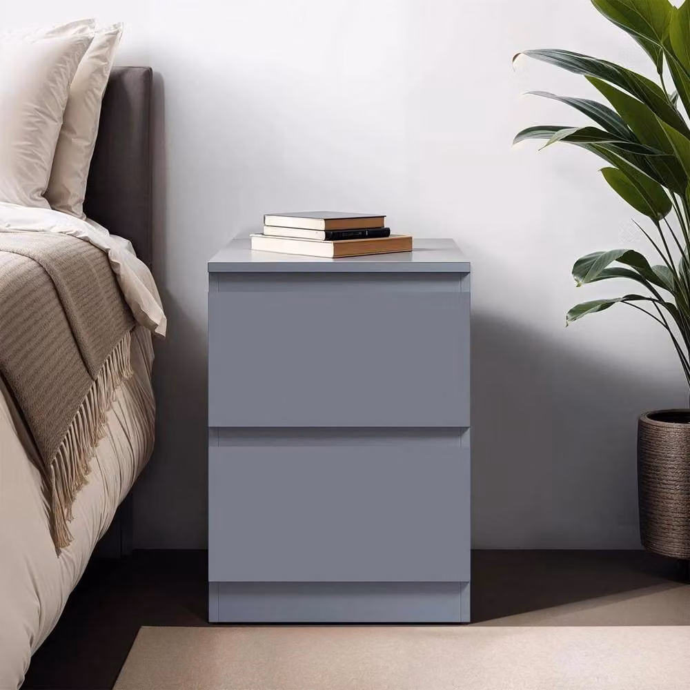 Kelvenix Matt Dark Grey 2 Drawer Bedside Cabinet – 3