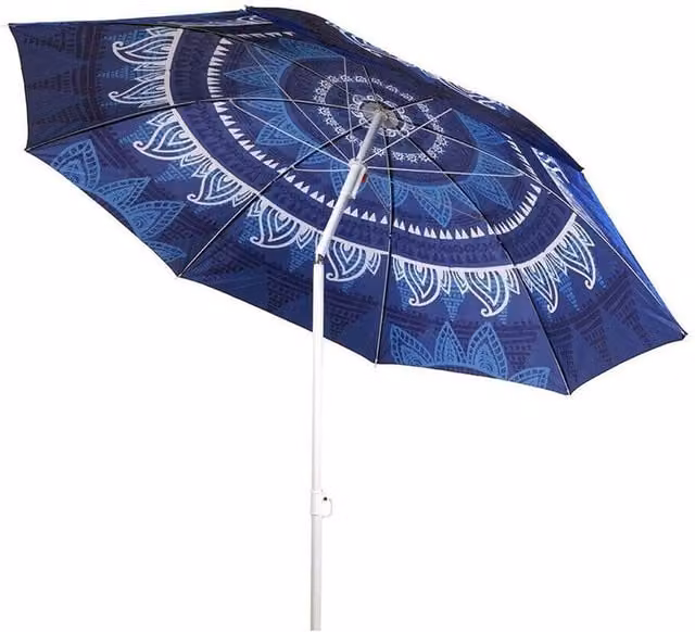 FLAVORA Blue Mandala Garden Parasol with Tilt Function, Diameter: 100 cm – 1