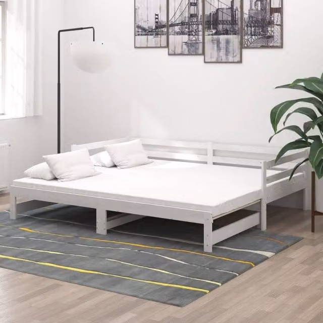 Berkfield Home White Solid Pinewood Pull-out Day Bed – 1