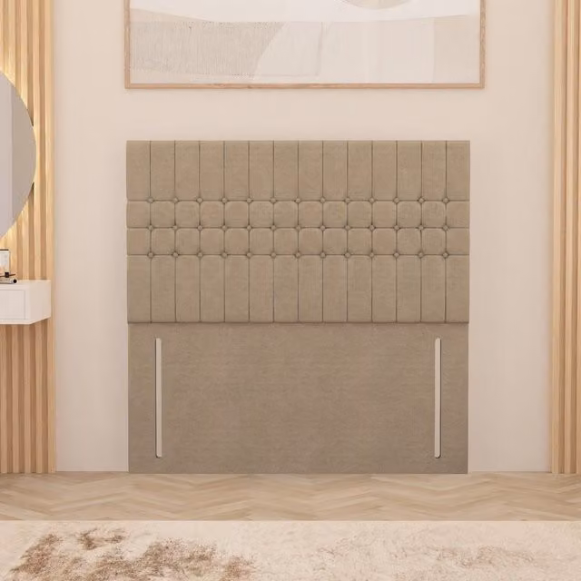 Somnior Beds Ltd Lexington Tweed Fabric 54 Inch Floor Standing Upholstered Headboard in Natural Beige and Yellow Single