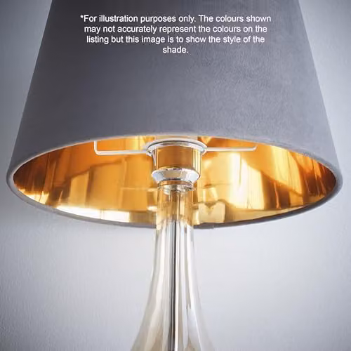 K LIVING Velvet Tapered Cone Lampshade in Green with Gold/Brass Trim, Diameter: 25.4 cm – 2