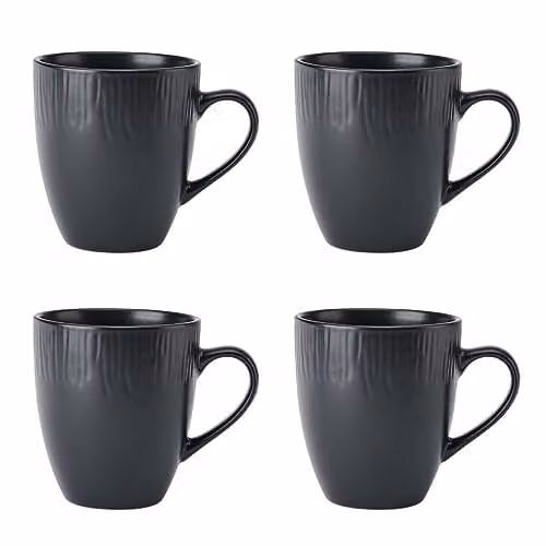 Mikasa Jardin Midnight Floral Stoneware Mug Set, Black, 4 x 420ml – 1