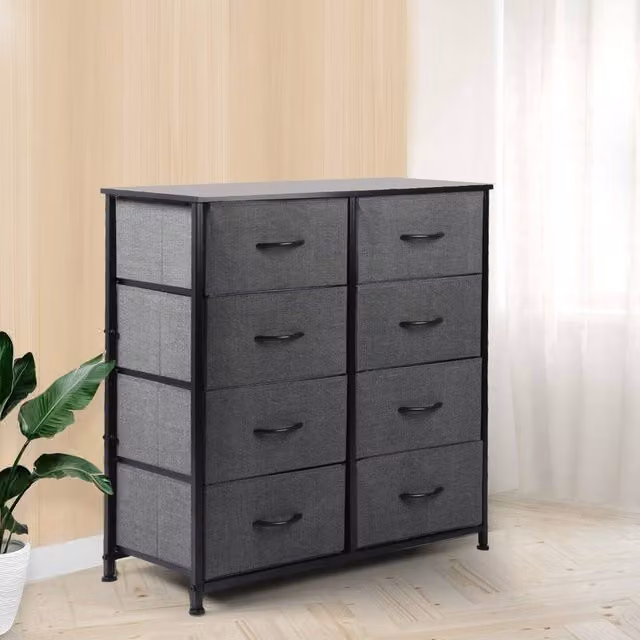 Levede 8 Drawer Fabric Chest of Drawers in Grey