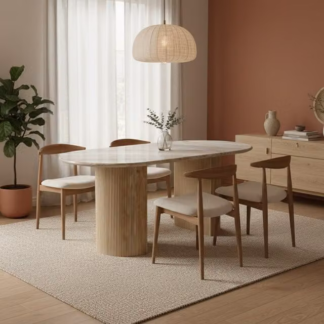 IH Design Ajmer Oval Natural Stone Dining Table, Seats 6 to 8, W: 170 cm