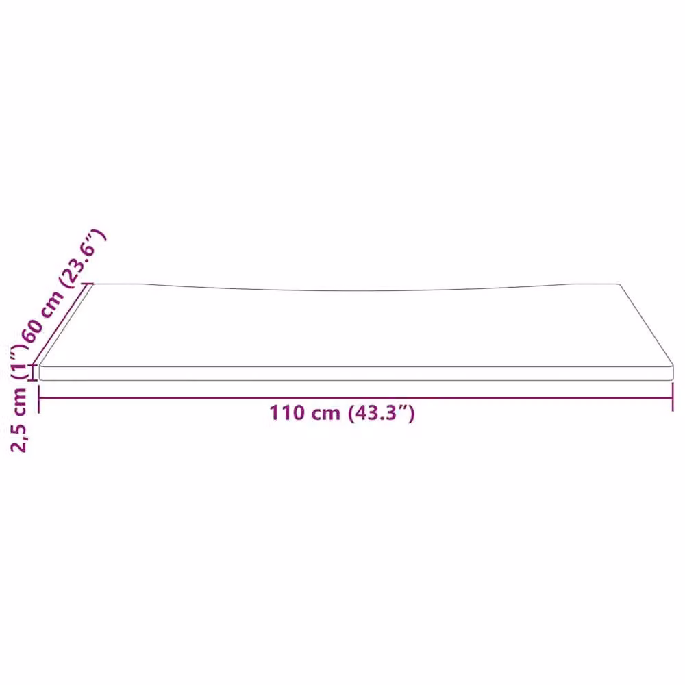 Berkfield Home Beautiful White Solid Wood Pine Desk Top, W: 110 cm, D: 60 cm, H: 2.5 cm – 2