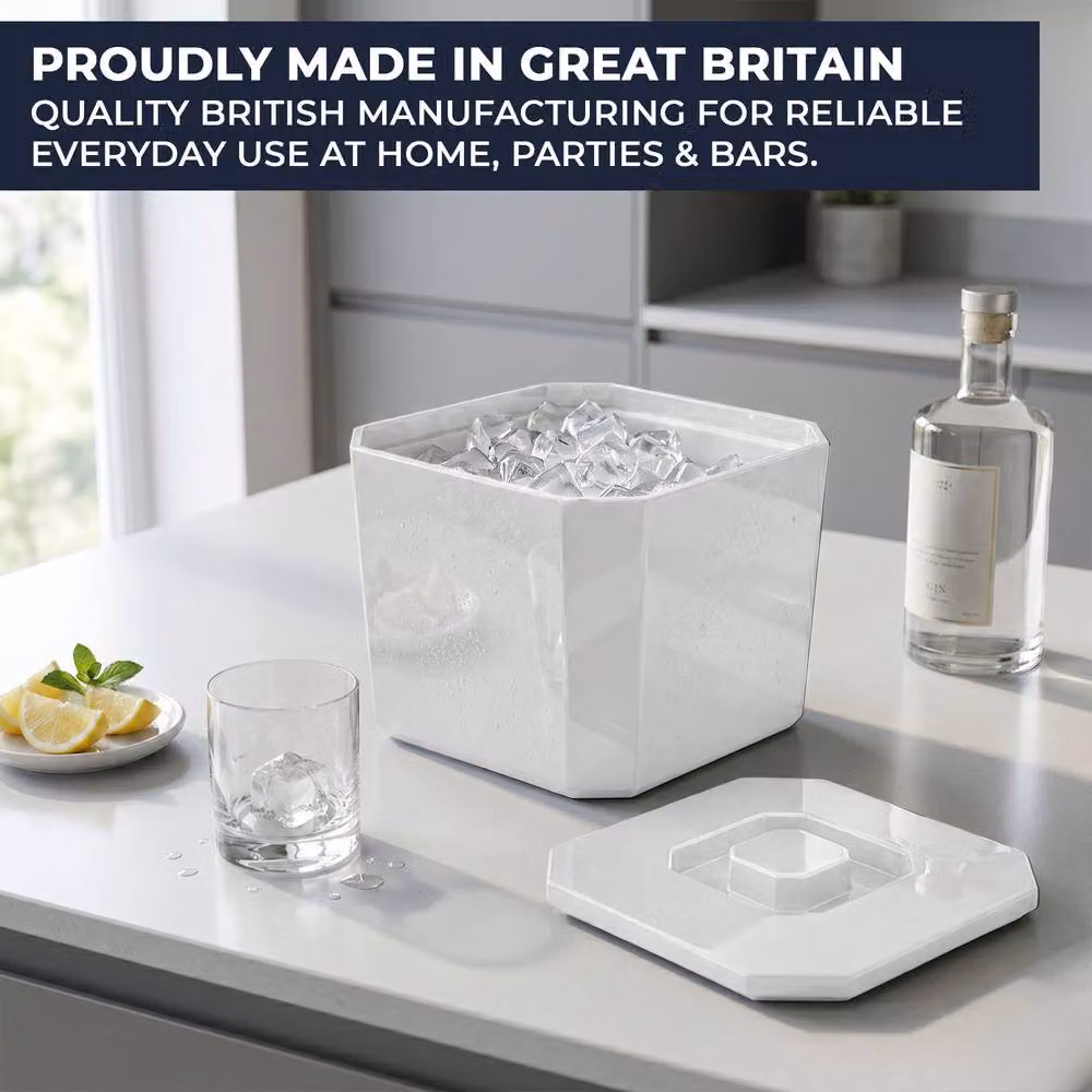 Chabrias Ltd White Octagonal Insulated Ice Bucket with Lid and Drainage Liner, 6 l – 2