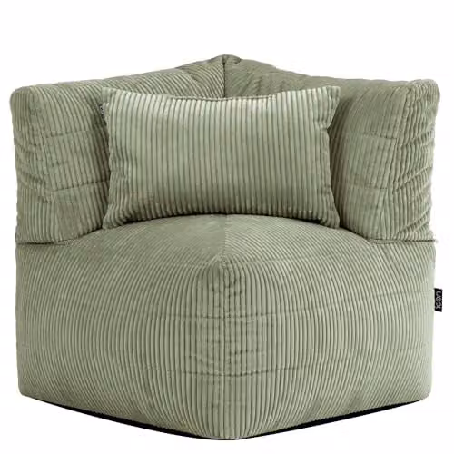 icon Noa Bean Bag Chair in Green Jumbo Cord with Removable Cover