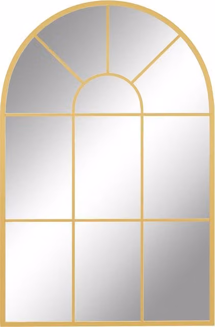HOMCOM Modern Arched Window Wall Mirror in Gold Tone, W: 60 cm, H: 91 cm