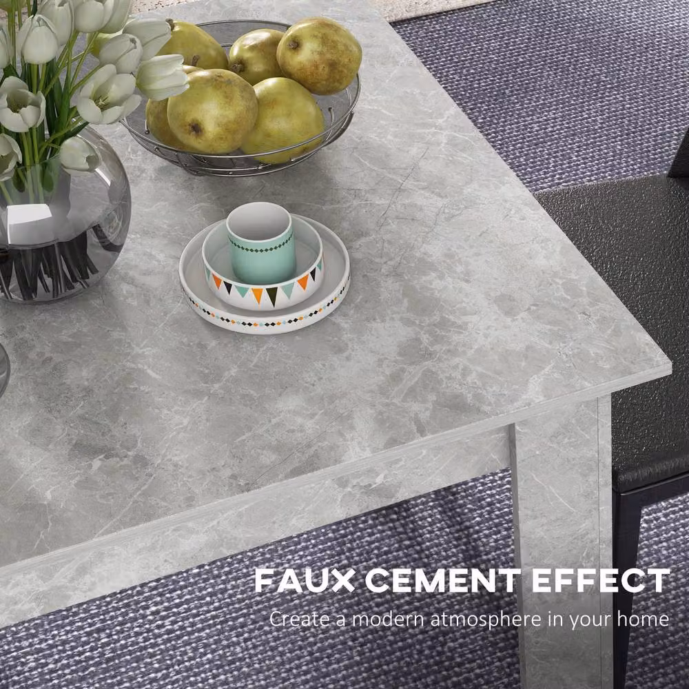 STILVORA Square Dining Table in Grey with Faux Cement Effect – 4