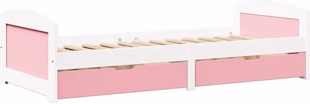 Berkfield Home IRUN Day Bed with 2 Drawers in White and Pink, W/D/H: 90 x 200 cm