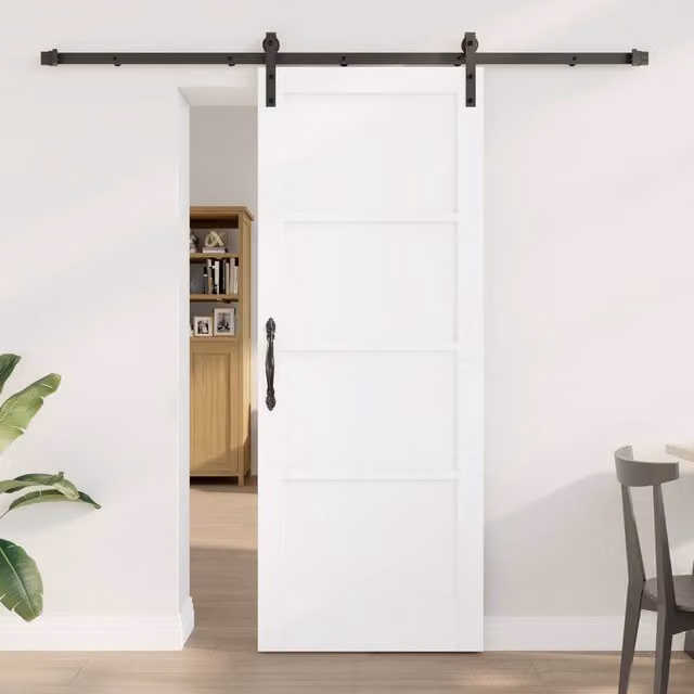 Berkfield Home Modern White Lacquered Sliding Door with Hardware Set, W: 78 cm, H: 202 cm