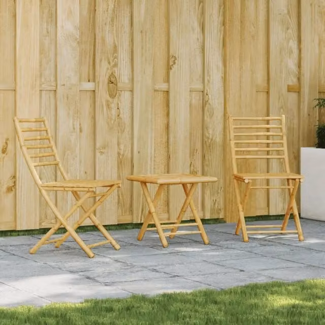 Berkfield Home 3 Piece Bamboo Bistro Set in Brown – 1