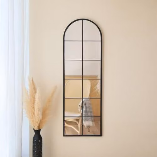 Charles Bentley Bern Arch Mirror in Black, W/H: 55 x 165 cm – 2