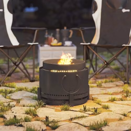 Outsunny Smokeless Wood Burning Fire Pit in Dark Grey, Diameter: 37 cm – 9