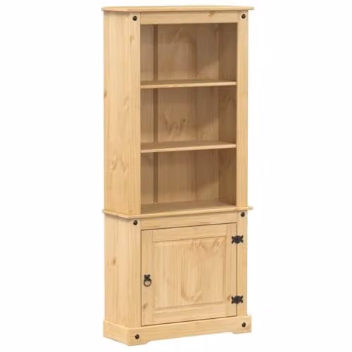 vidaXL Corona Highboard in Brown Waxed Solid Pine Wood, W/D/H: 74 x 38 x 170 cm