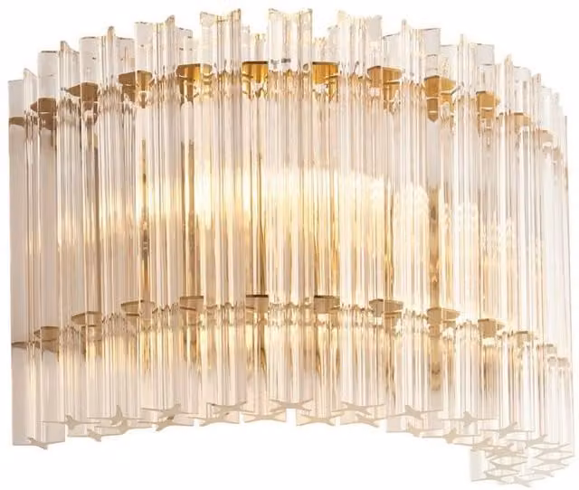 Netlighting Alderley Wall Lamp in Gold and Brass with Transparent Glass and 2 x 7W LED E14 Bulbs