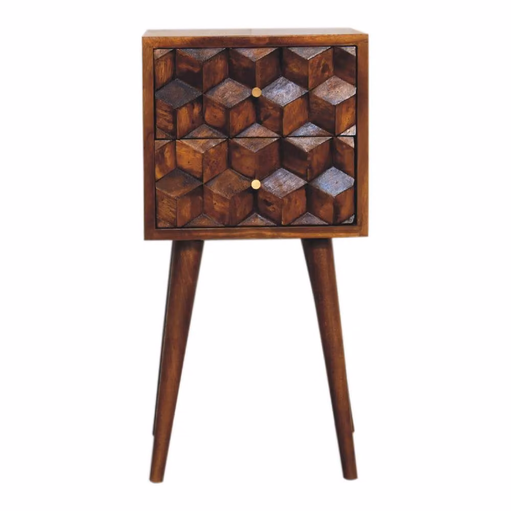 Wyld Haus Olbia Mini Mango Wood Bedside Table with 2 Drawers in Brown – 2