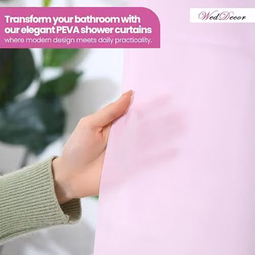WedDecor Pink PEVA Shower Curtain, Mould and Mildew Resistant, W/D/H: 180 x 180 x 0 cm – 2