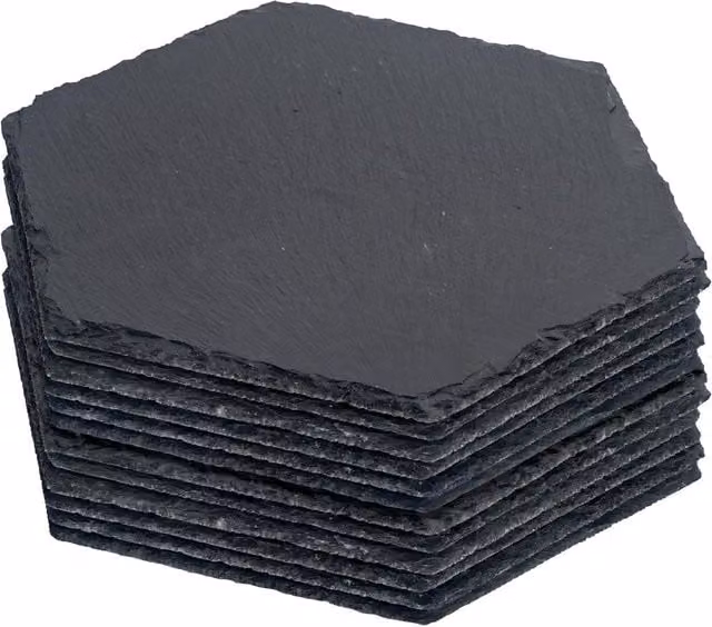 Argon Tableware Hexagonal Black Slate Placemats, Set of 12, W: 30 cm x D: 26 cm