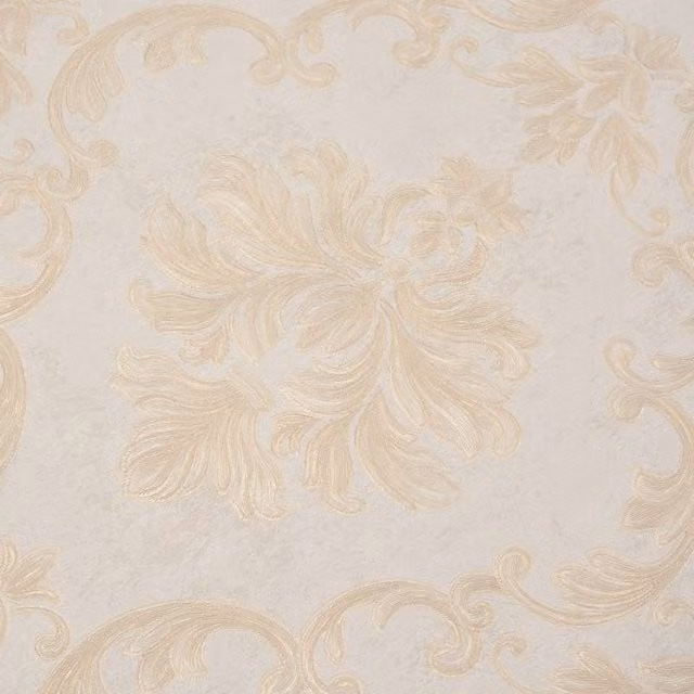 Livingandhome Non-Woven Damask Wallpaper Roll in Beige and Gold with 3D Embossed Geometric Abstract Design
