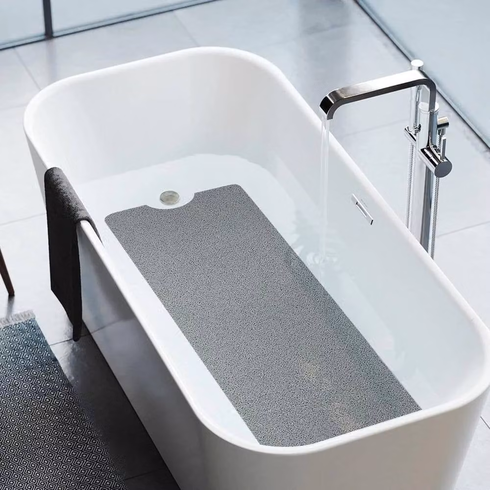 KORVIXA Non-Slip Grey Rectangular Shower Mat for Adults – 3