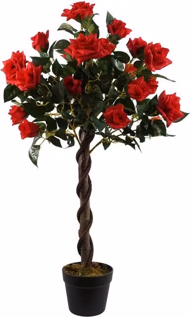 Red Artificial Rose Wedding Tree with Leaf Detail