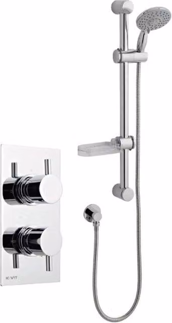 Clifton Chrome Concealed Mixer Shower with Adjustable Wall Hung Slide Rail Kit in Silver