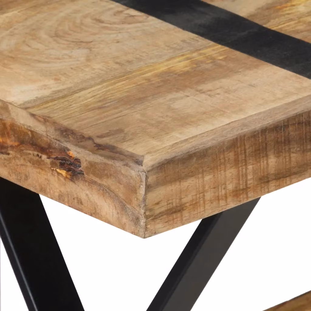 Berkfield Home Rectangular Dining Table in Brown Rough Mango Wood, W/D/H: 120 x 60 x 76 cm – 3