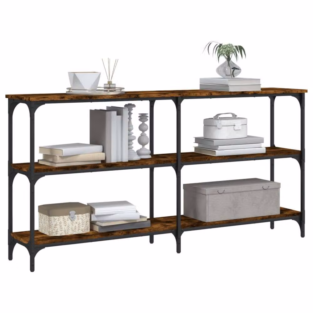 Berkfield Home Smoked Oak Console Table in Brown, W/D/H: 150 x 29 x 75 cm – 3