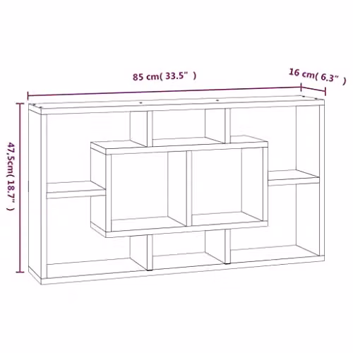 vidaXL Modern Wall Mounted Cube Display Shelf with 8 Compartments in Brown Oak – 2