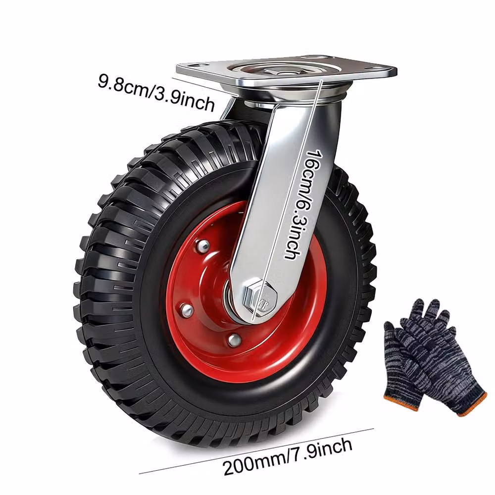 SPETLEK Heavy Duty 200mm 8 inch Galvanised Steel and Rubber Swivel Plate Castor with 360 Degree Rotation – 2