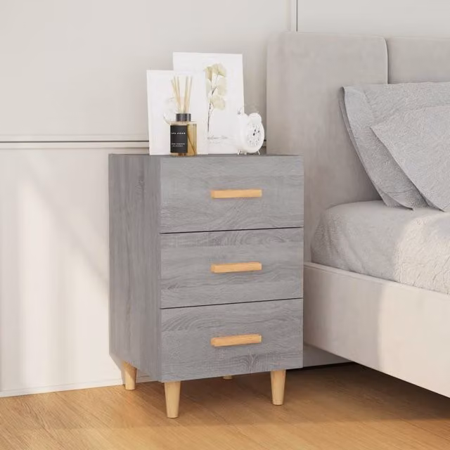 Berkfield Home Bedside Cabinet in Grey Sonoma, W/D/H: 40 x 40 x 66 cm