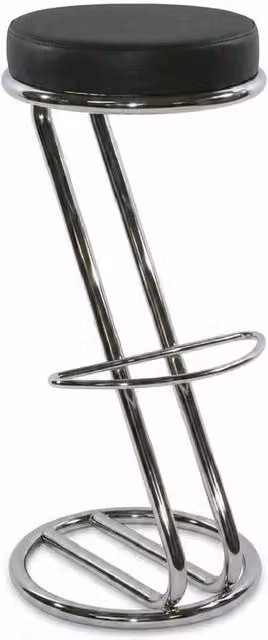 netfurniture Zeus Z-Shaped Black and Silver Synthetic Leather Bar Stool with Metal Frame