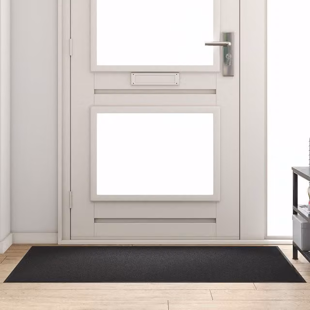 Berkfield Home Rectangular Black Non-Slip Washable Door Mat, W: 90 cm x L: 150 cm