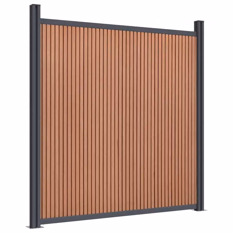 Berkfield Home WPC and Aluminium Fence Panel, Brown, W: 180 cm, H: 186 cm