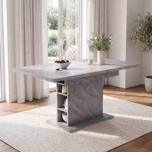 BTM Extendable Rectangular Dining Table with Storage in Grey