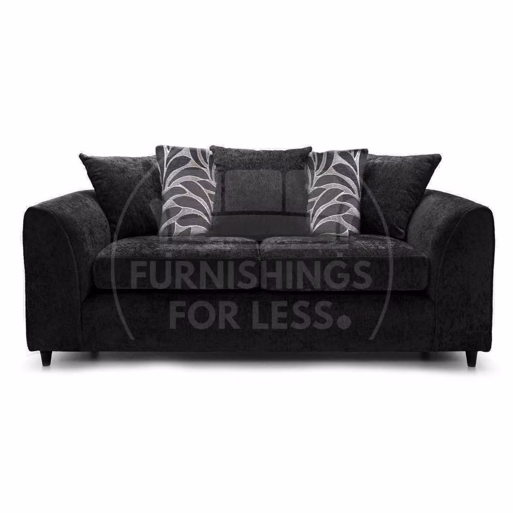 Furnishings For Less UK Zina Chenille Fabric 3 + 2 Seater Sofa Suite in Black – 4