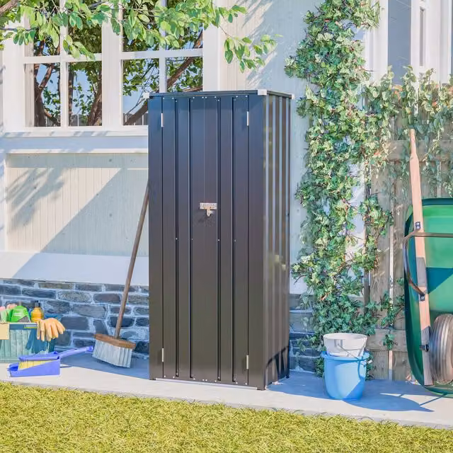 Birchtree Modern Matt Anthracite Metal Outdoor Storage Box