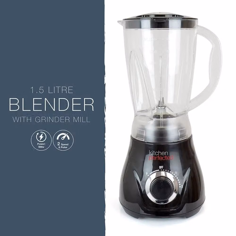 Lloytron 500W Table Blender with Mill, 1.5L, Black – 2