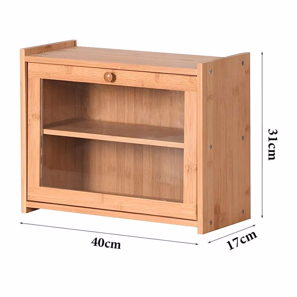 EONLION 2 Tier Bamboo Bread Bin and Kitchen Counter Rack in Brown, Width: 100 cm – 2