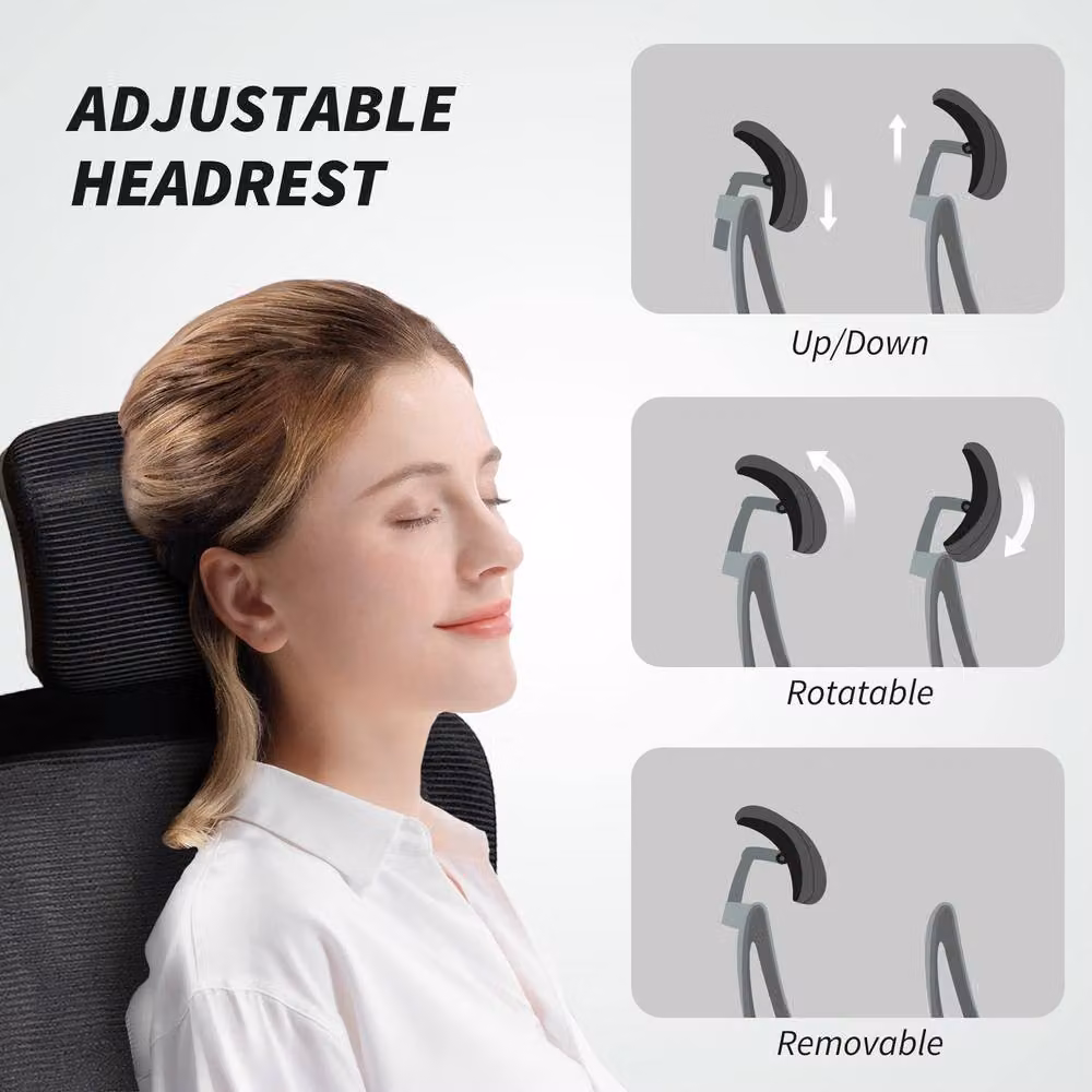 STILVORA Modern Black Fabric Task Chair with Headrest for Home Office – 7