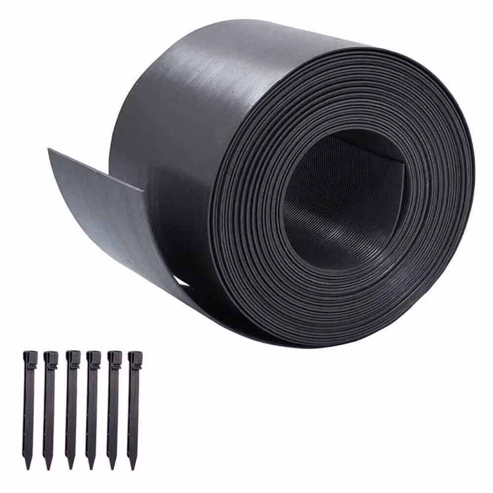 FLAVORA 5m Flexible Plastic Garden Lawn Edging with Fixing Pegs, Black – 2