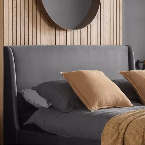 Birlea Grey Velvet Upholstered Double Bed Frame W/D/H: 140 x 135 x 200 cm – 3
