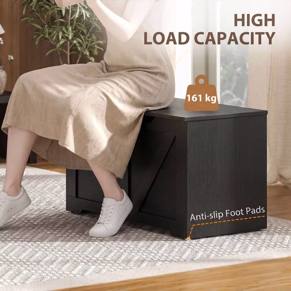 STILVORA Black Storage Box with Safety Hinge and Seat Top – 8