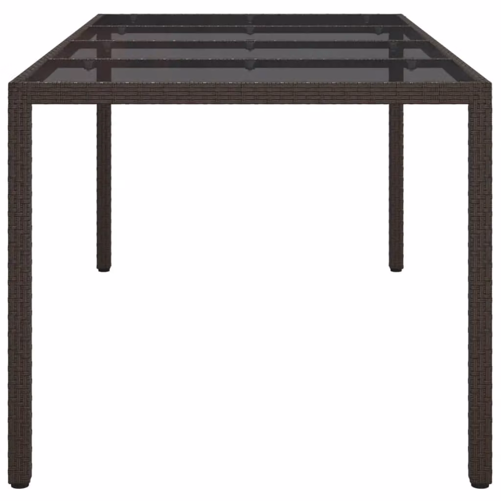 Berkfield Home Extendable Brown Poly Rattan Garden Table with Tempered Glass, W: 190 cm, D: 90 cm, H: 75 cm – 3