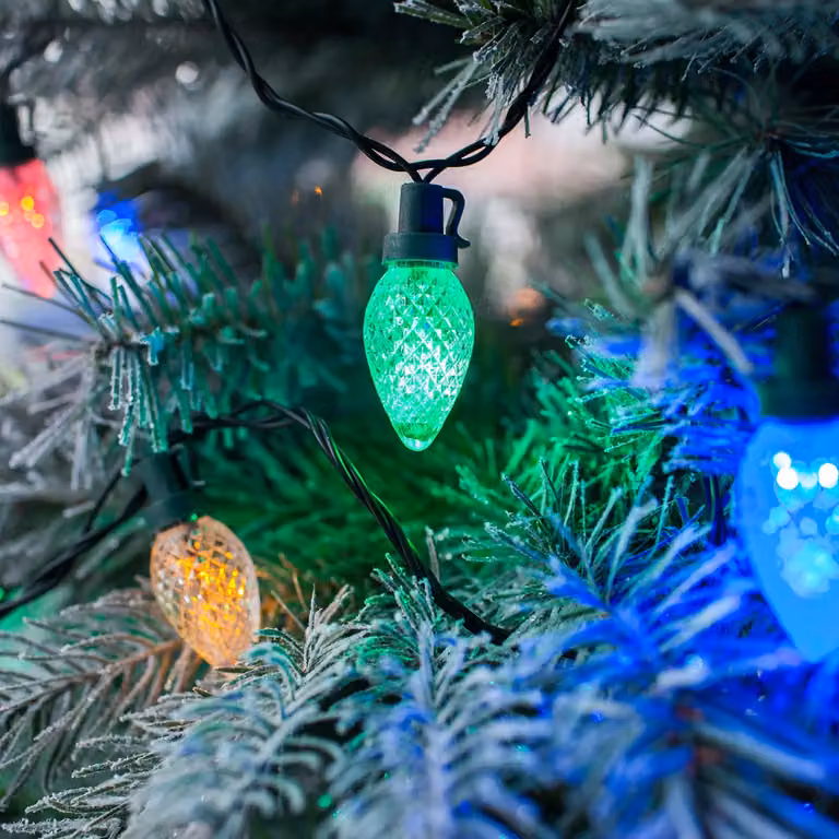 60 LED Multi Coloured C7 Pinecone Christmas Lights with Timer