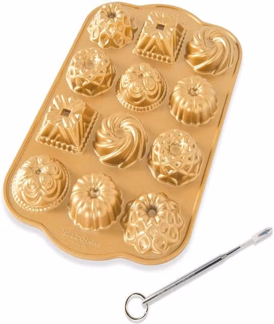 Nordic Ware Gold Non-Stick Aluminium Bundt Tin and Reusable Thermometer Set